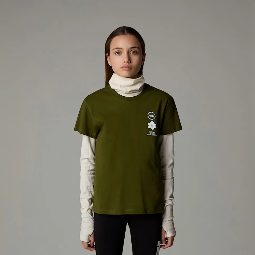 Dzieci The North Face Dziewczęcy Luźny T-shirt Z Grafiką Flower