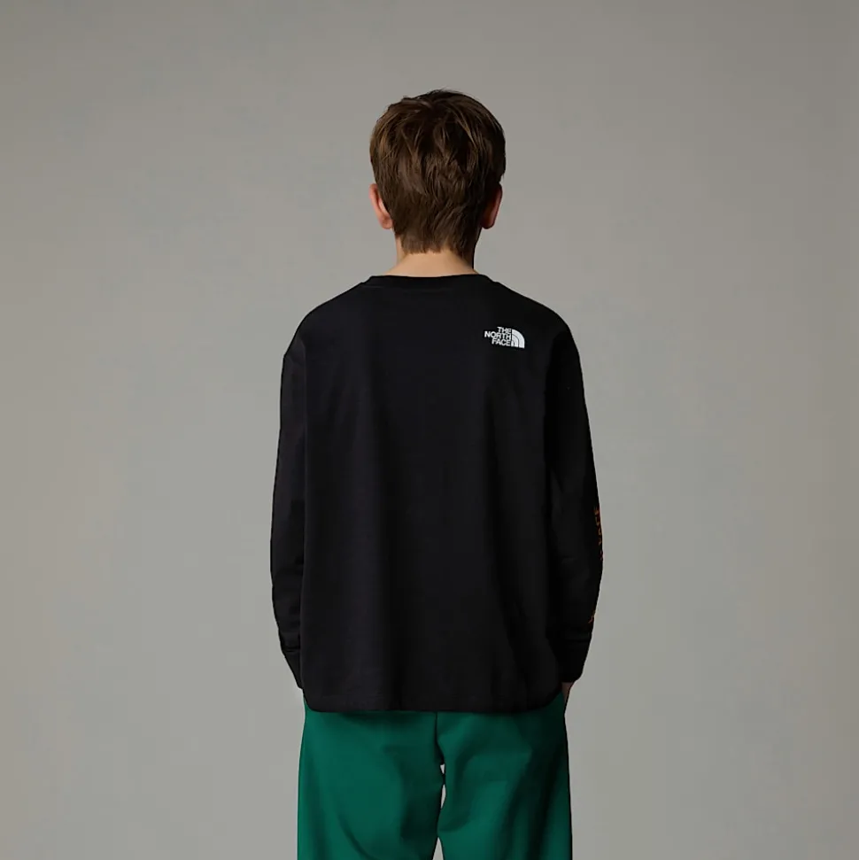 Dzieci The North Face Młodzieżowy T-shirt Oversize Z Długim Rękawem I Grafiką Varsity
