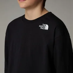Dzieci The North Face Młodzieżowy T-shirt Oversize Z Długim Rękawem I Grafiką Varsity