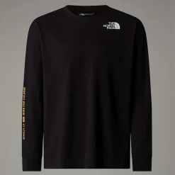 Dzieci The North Face Młodzieżowy T-shirt Oversize Z Długim Rękawem I Grafiką Varsity